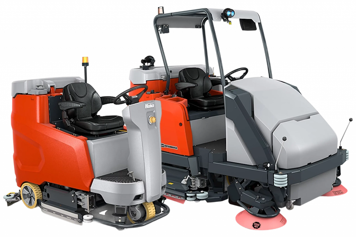 Aufreihung Hako Scrubmaster B175 R und B400 RH Ride on Scheuersaugmaschinen