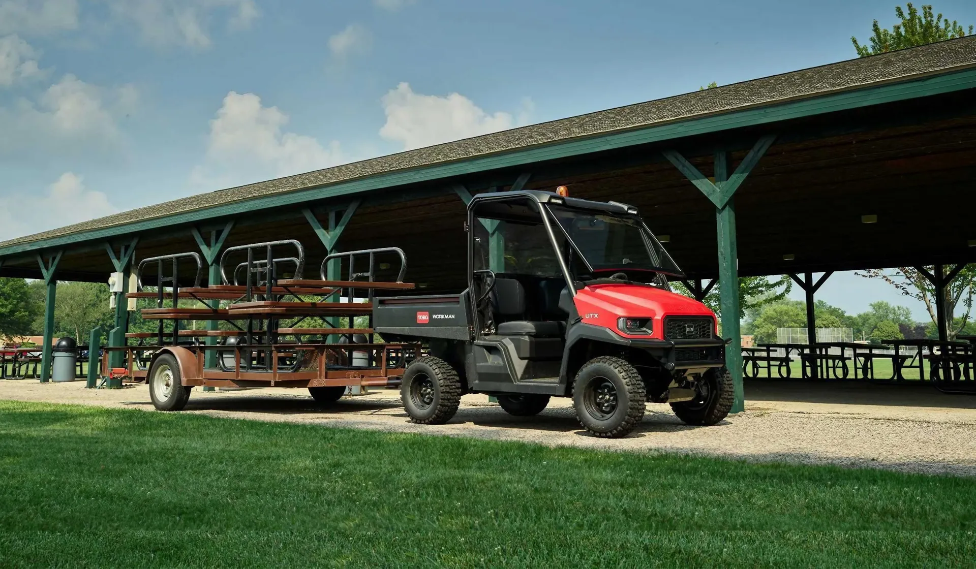 toro workman zieht anhänger