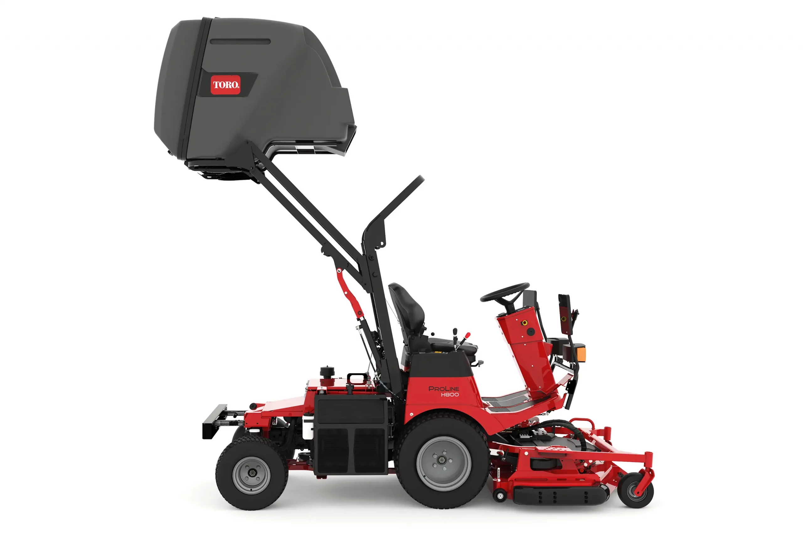 Toro ProLine Mäher mit ausgefahrenem Korb