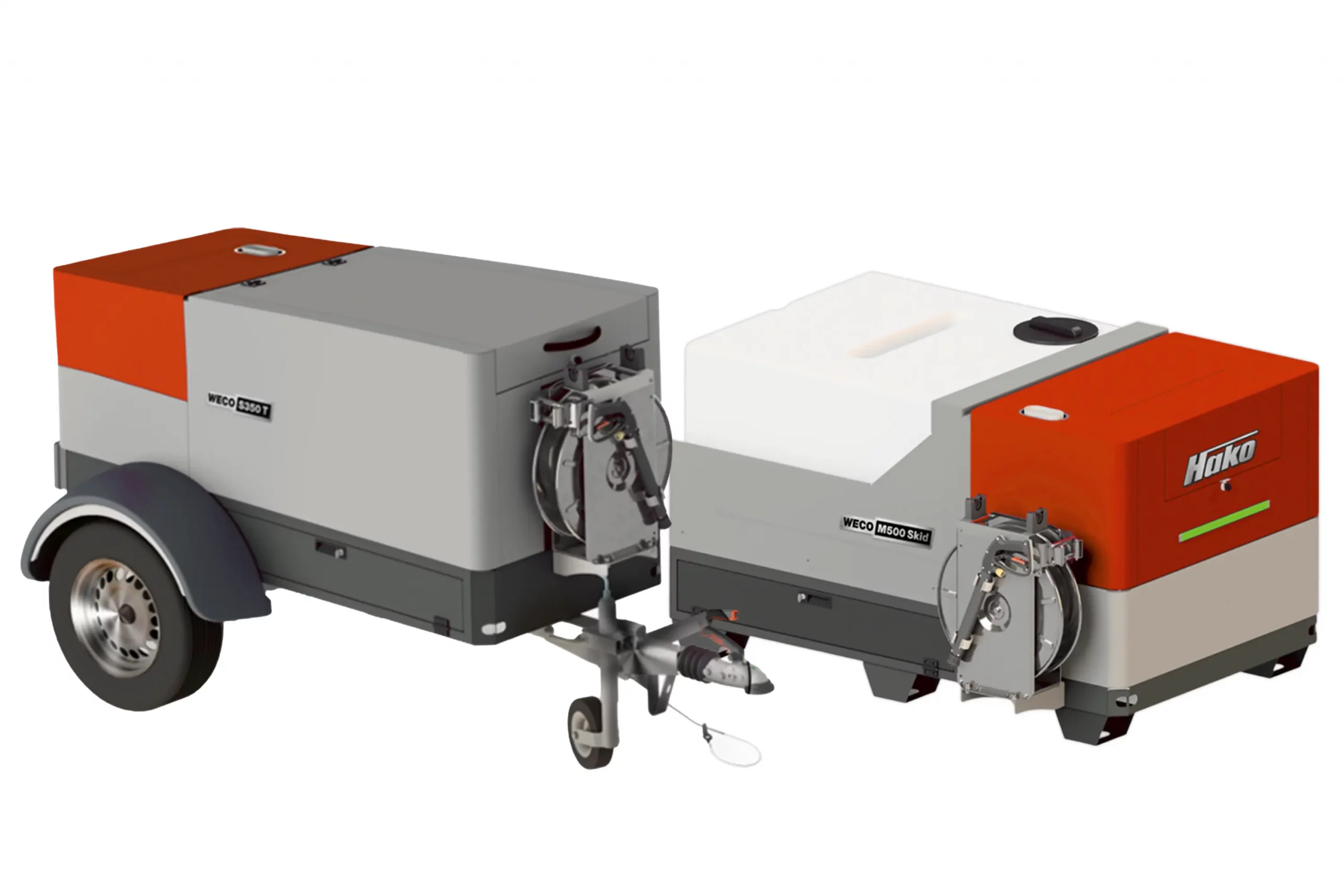 Aufreihung Hako Weco S350 T und M500 Skid