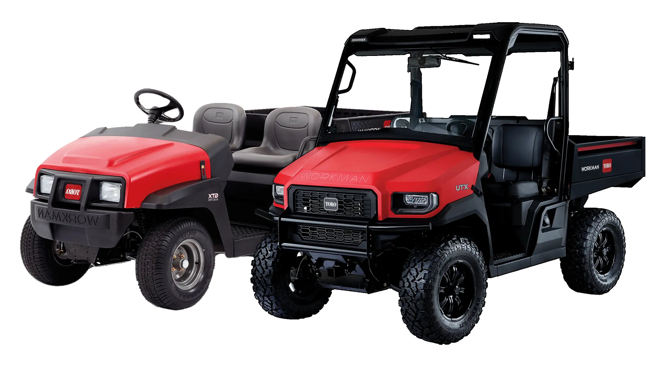 Aufreihung der Toro Workman Nutzfahrzeuge