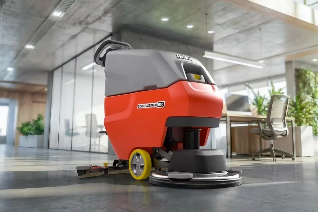 Hako Scrubmaster B50 reinigt Büro